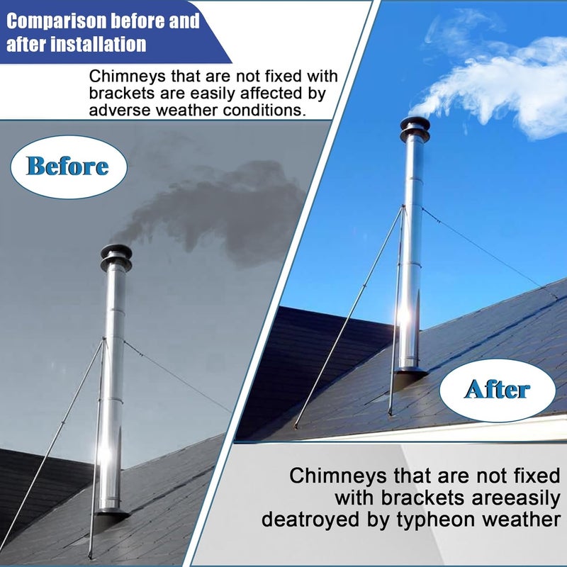 Zhenx Upgraded 6DP-XRB 6" Extended Roof Chimney Bracket Support Kit, Fit for Chimney Stove Pipe from 6" to 13.7" in Diameter, Adjustable Design, Stainless Steel, No Fear of Snowstorms - Image 4